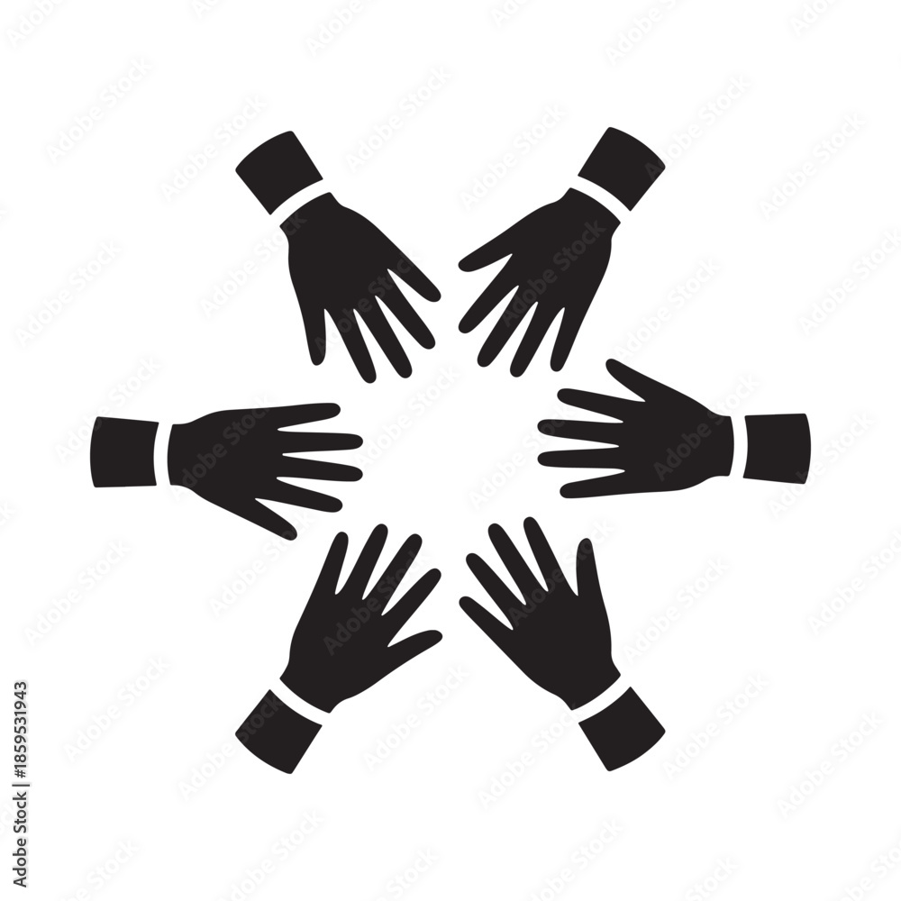 Fototapeta premium Hands joining together in a circle symbolizing unity and collaboration