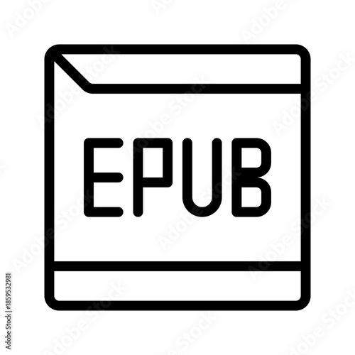Minimal document icon for EPUB ebook format, ideal for digital publishing and reading platforms.