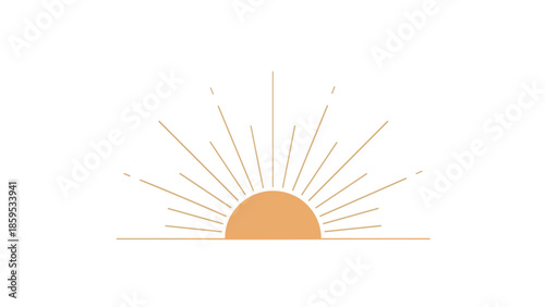 Minimalist sunrise with simple line art in soft colors