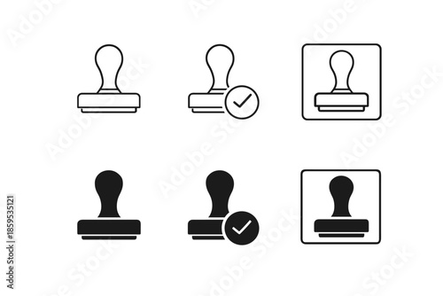 Stamp icons set. Approved and rejected status vector icons.