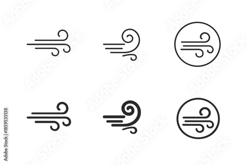 Wind icons set. Weather forecast symbols.