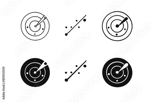 Radar and scatter plot icons for data analysis and navigation