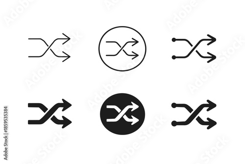 Shuffle icons set. Music player interface symbols.