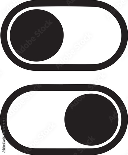 Toggle switch icons on and off states simple vector graphic for UI design isolated on white
