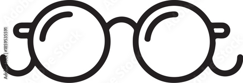 Round glasses icon simple line art symbol for vision and style isolated on white background