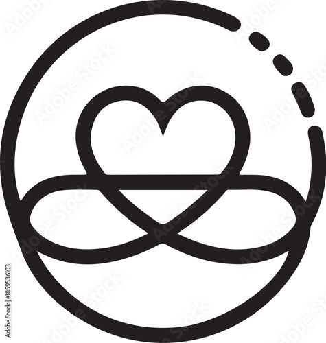 Heart and infinity symbol icon representing eternal love and connection simple vector design for wel