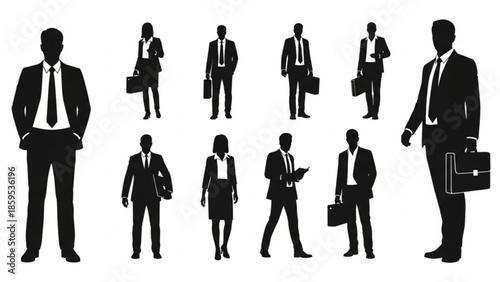 Collection of business professionals in various poses