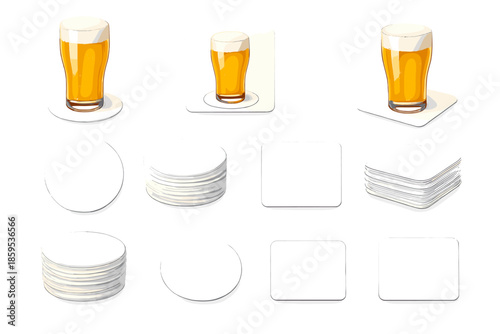 Beer Glass and Coasters