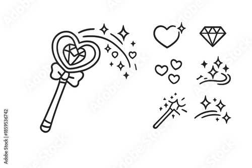 Magical theme icons and graphic elements