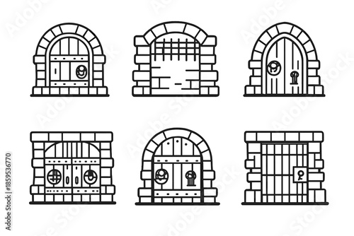 Fantasy Dungeon Doors and Gates Icons