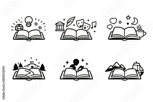 Collection of book-themed icons