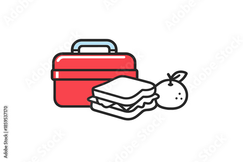 Lunchbox with Sandwich and Fruit