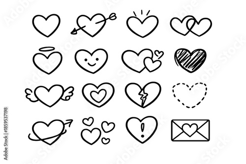 Collection of Hand-Drawn Heart Icons