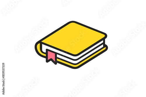 Isometric book with pink bookmark