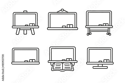 Set of Chalkboards and Whiteboards Icons