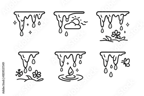 Melting Ice Icons with Nature Elements