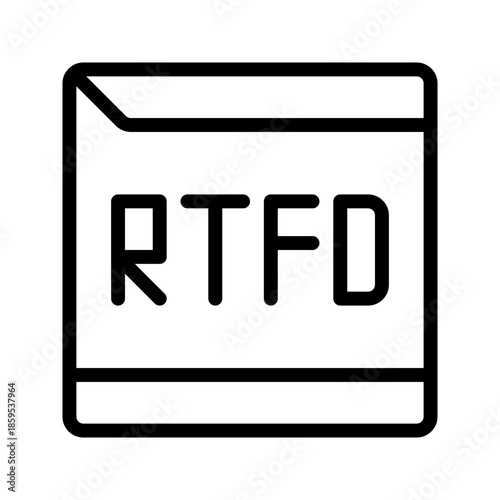 Outline icon representing RTFD rich text document with attachments, commonly