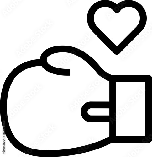Fist icon with heart symbol. Expressing support, solidarity, donation, love, protest. Outline vector illustration for web, app, graphic