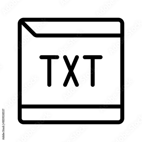 Clean minimal icon representing TXT plain text document, suitable for notes, logs, and simple text files.