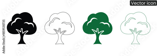 Versatile tree icons in various colors and line styles for any design project needing a natural touch