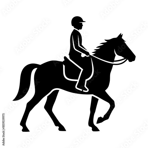 Graceful depiction of a horse and rider in a classic sporting pose