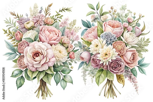 Two bouquets of flowers are shown