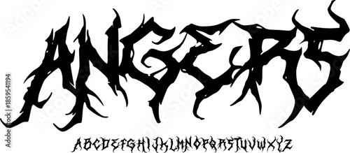 Angers Extreme Metal Font – Brutal Sharp Alphabet Typeface with Chaotic Horror Style for Death Metal Logos, Album Covers & Underground Graphic Design