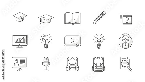 Education Icons Set Of Learning Symbols.