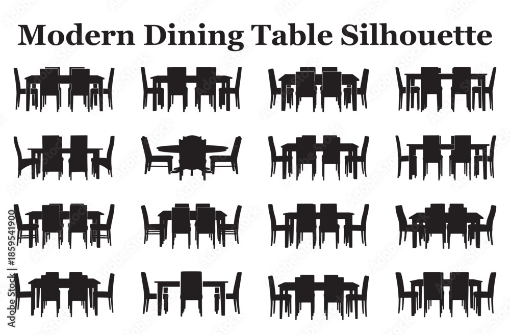 Obraz premium Modern Dining Table Silhouette Bundle