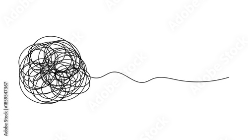 tangled to straight line vector illustration. concept of mental health and inner peace