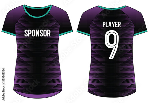 Women Sports Jersey t-shirt design concept Illustration, Abstract stripe pattern round Neck t shirt for girls and Ladies Volleyball jersey, Football, badminton, Soccer, netball. Sport uniform kit