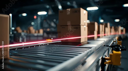 Wallpaper Mural Packages moving on conveyor belt in warehouse with automated sorting system Torontodigital.ca