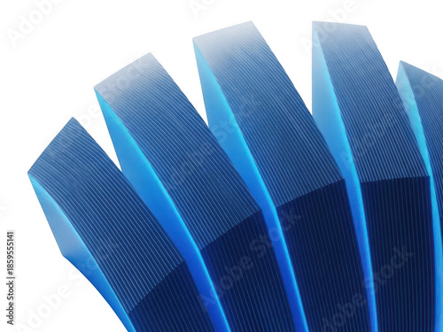 Blue 3d cubes arrangement isolated on white background