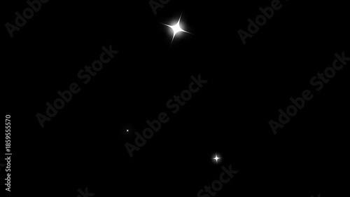 Glitter sparkle Star twinkling animation, White glowing glitter particle trail with magic sparkles and twinkle stars, fairy dust shimmer line,   animation on black screen background. 4k background