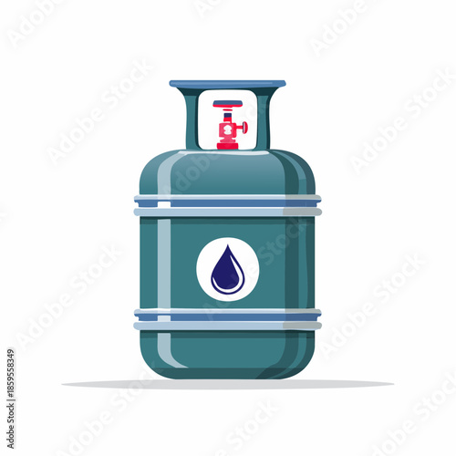Teal Propane Tank Illustration: Portable Fuel Container for Camping, Grilling, and Heating Needs