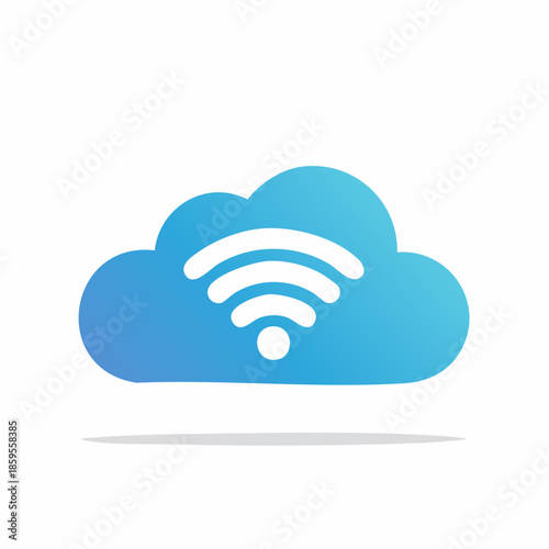 Cloud wifi connection icon, wireless technology symbol, digital network communication illustration, vector design element, modern design