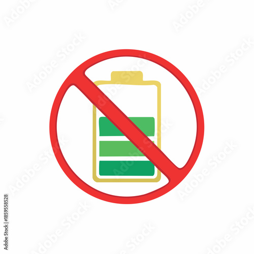 No Battery Charge Icon: Symbol of Prohibition and Energy Depletion