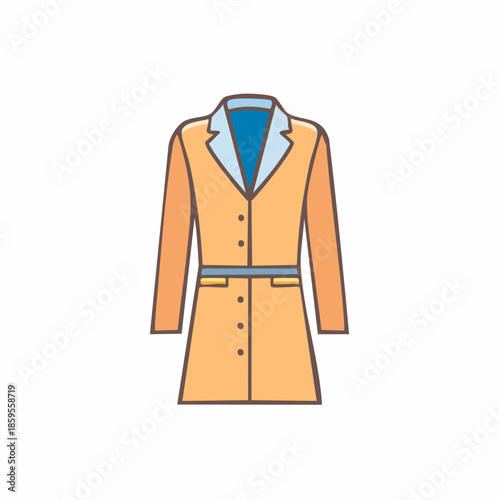 Fashionable autumn coat illustration with belt and button closures stylish clothing vector design