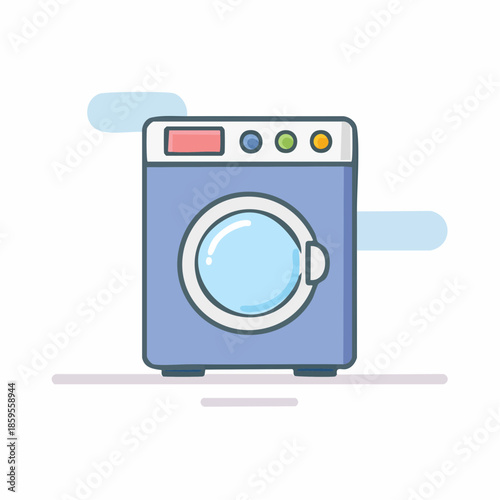 Washing Machine Illustration for Laundry Room Appliance Services and Home Cleaning Concept