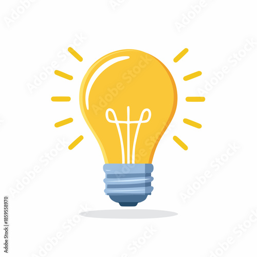 Bright Yellow Light Bulb Shining Illustration Idea Concept Invention Creativity Innovation Electricity Light Source