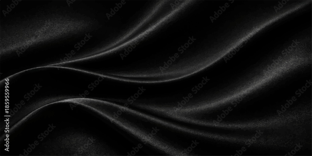 Fototapeta premium Black satin and silk fabric background with smooth flowing texture