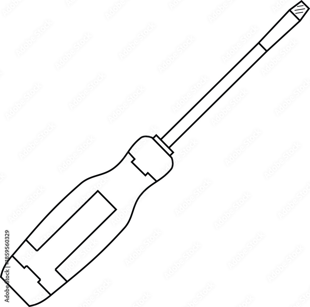 Fototapeta premium Outline of a flathead screw driver vector. 