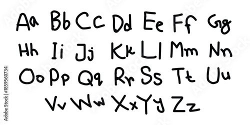 Alphabet letters in a handwritten font style