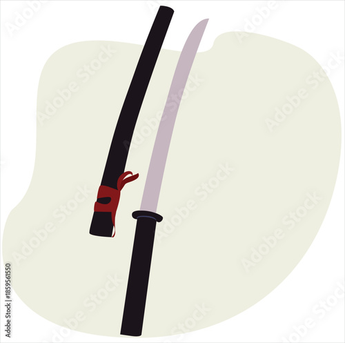 samurai sword.  Samurai sword with scabbard
