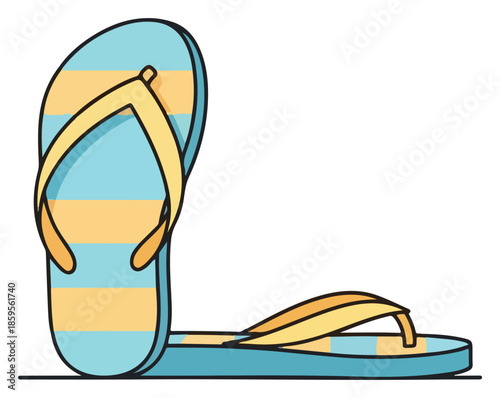 Colorful Striped Flip Flop Footwear For Summer.