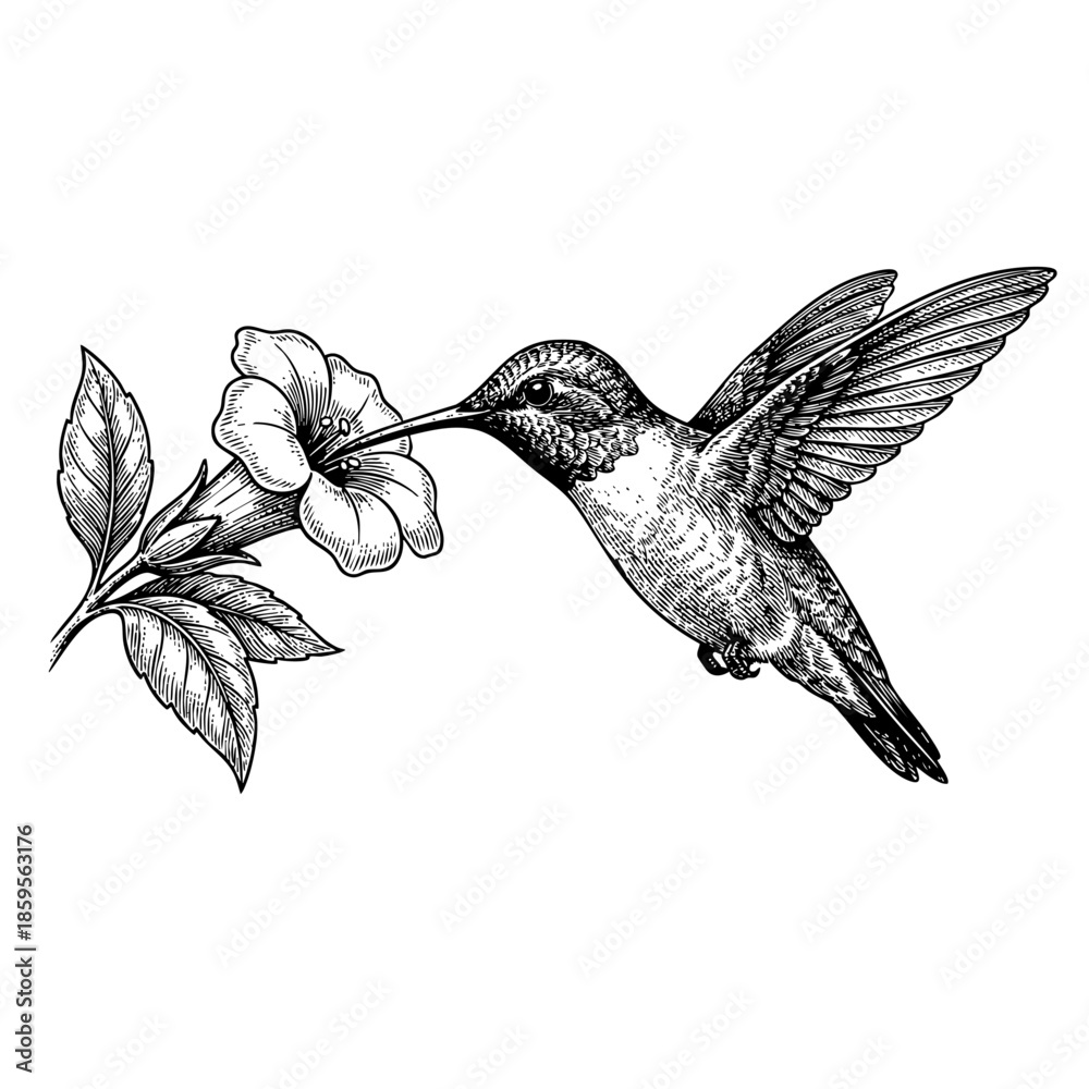 Obraz premium Hummingbird Feeding Vector
