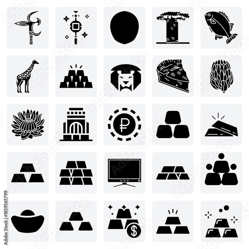 Wildlife And Nature Of South Africa – Lion, Giraffe, Baobab Tree, And The King Protea Flower For Ecological Designs.