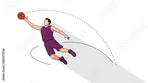 Dynamic Basketball Player in Mid Air Dunk Capturing the Thrill of the Game