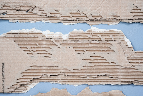 Torn Rip Corrugated Cardboard Paper Texture Effect Background.