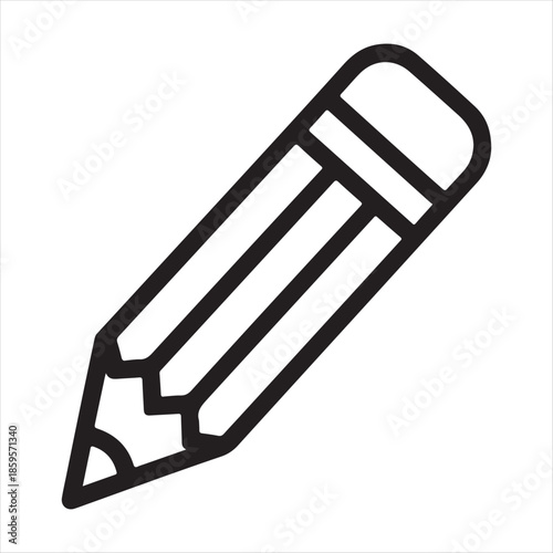 Simple black and white illustration of a pencil with an eraser